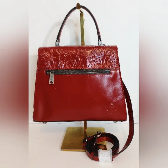 Patricia Nash Laurentina Tooled Leather Crossbody, Lava  Patricia Nash Tooled Leather Satchel Red Lava Top Handle main image 1